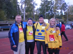 Dennerby (Djurgårdens tränare), jag, Danijela Rundqvist (Hockey landslaget), Åsa Boström (Bandy landslaget)